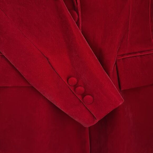 Steve Madden Red Velvet Blazer Jacket Women’s XS NWT Party Holiday Career - Picture 7 of 15